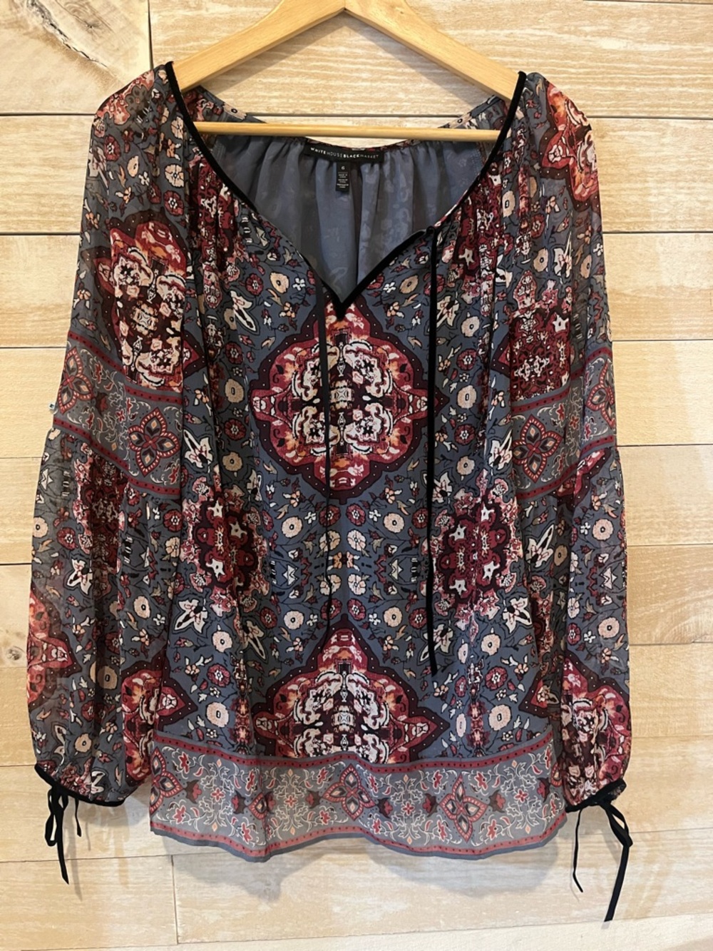 White House Black Market Boho Floral Blouse